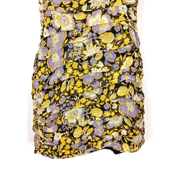 NWT Zara Floral Ruched Mini Dress Size M - Picture 4 of 8